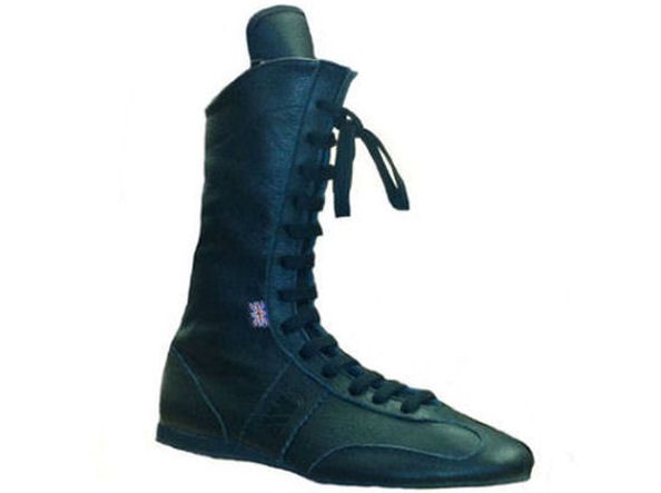 Main Event Vintage Retro High Cut Leather Boxing Boots All Black